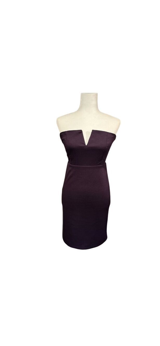 Bishop + Young plum strapless bodycon dress with notched front - M
